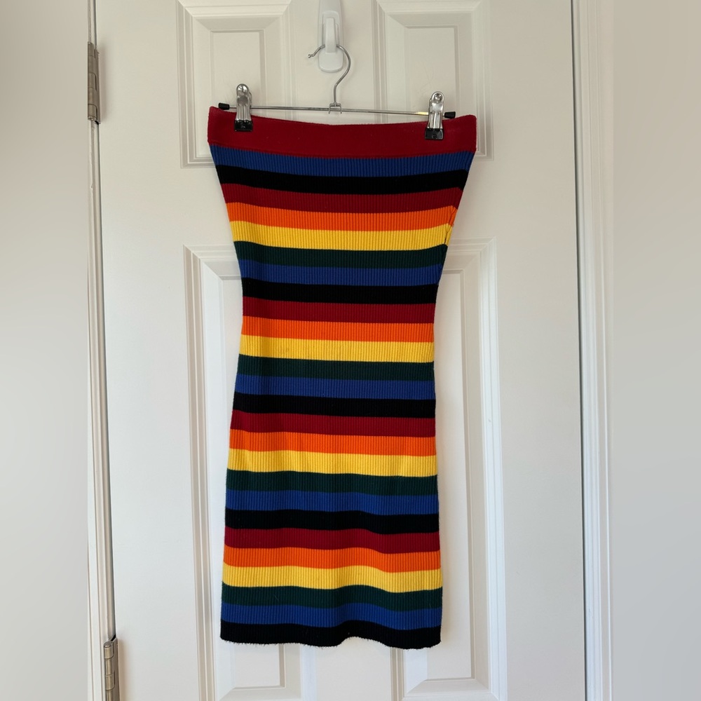 Urban Outfitters Rainbow Striped Tube Mini Dress